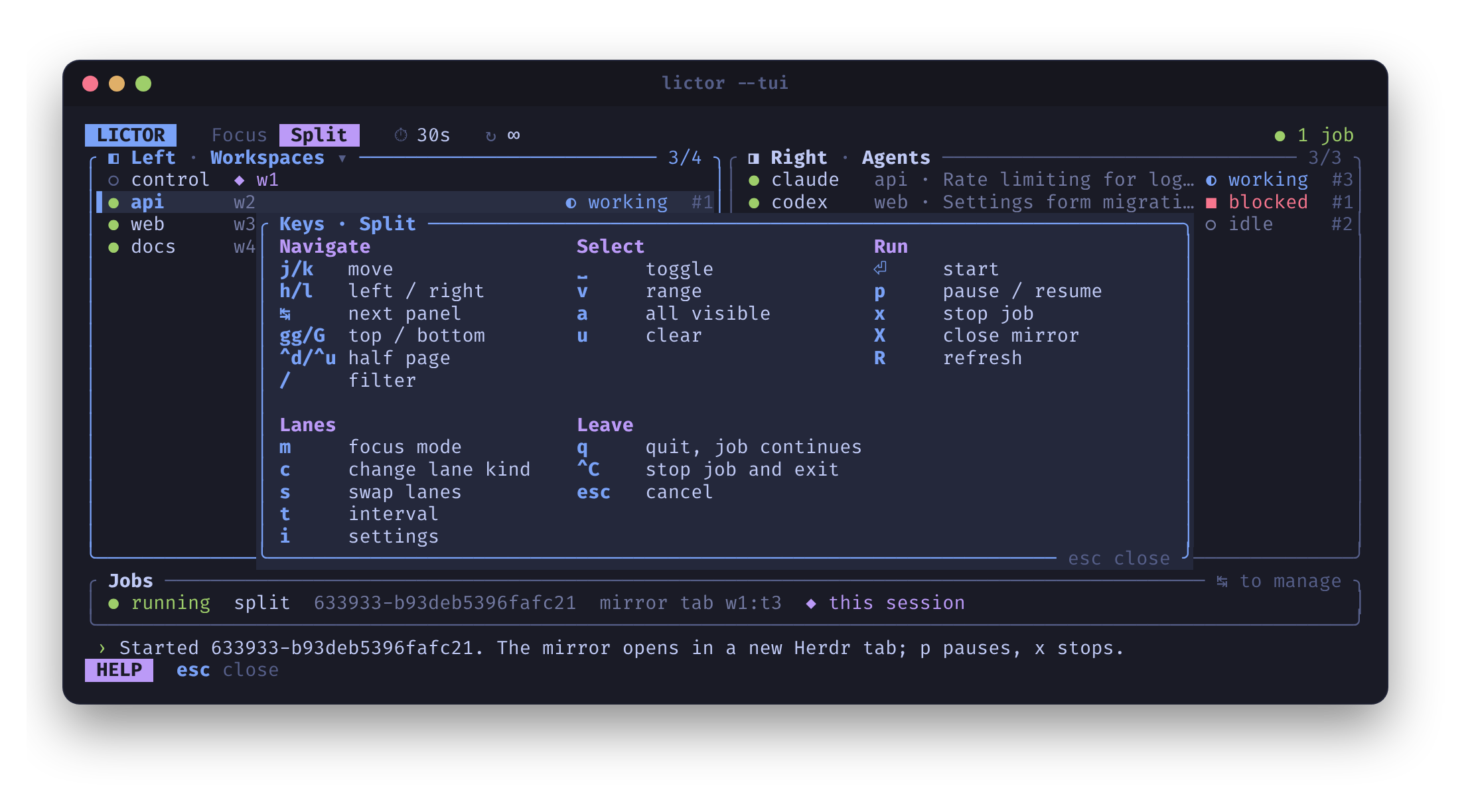 The grouped keybinding help